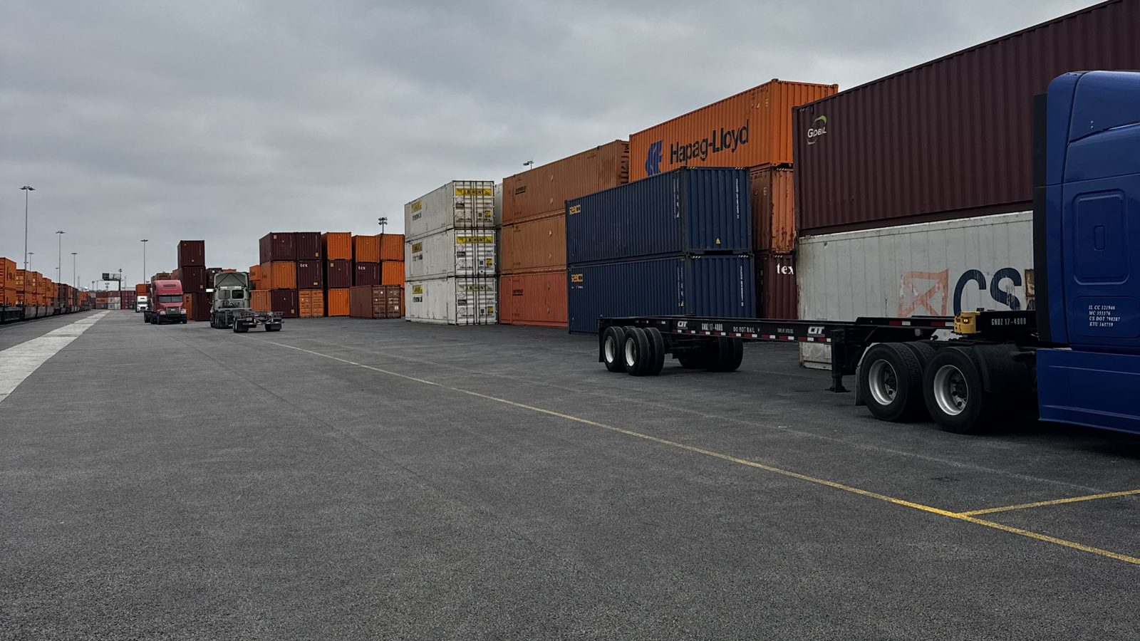 CIT tractor and chassis at a rail terminal